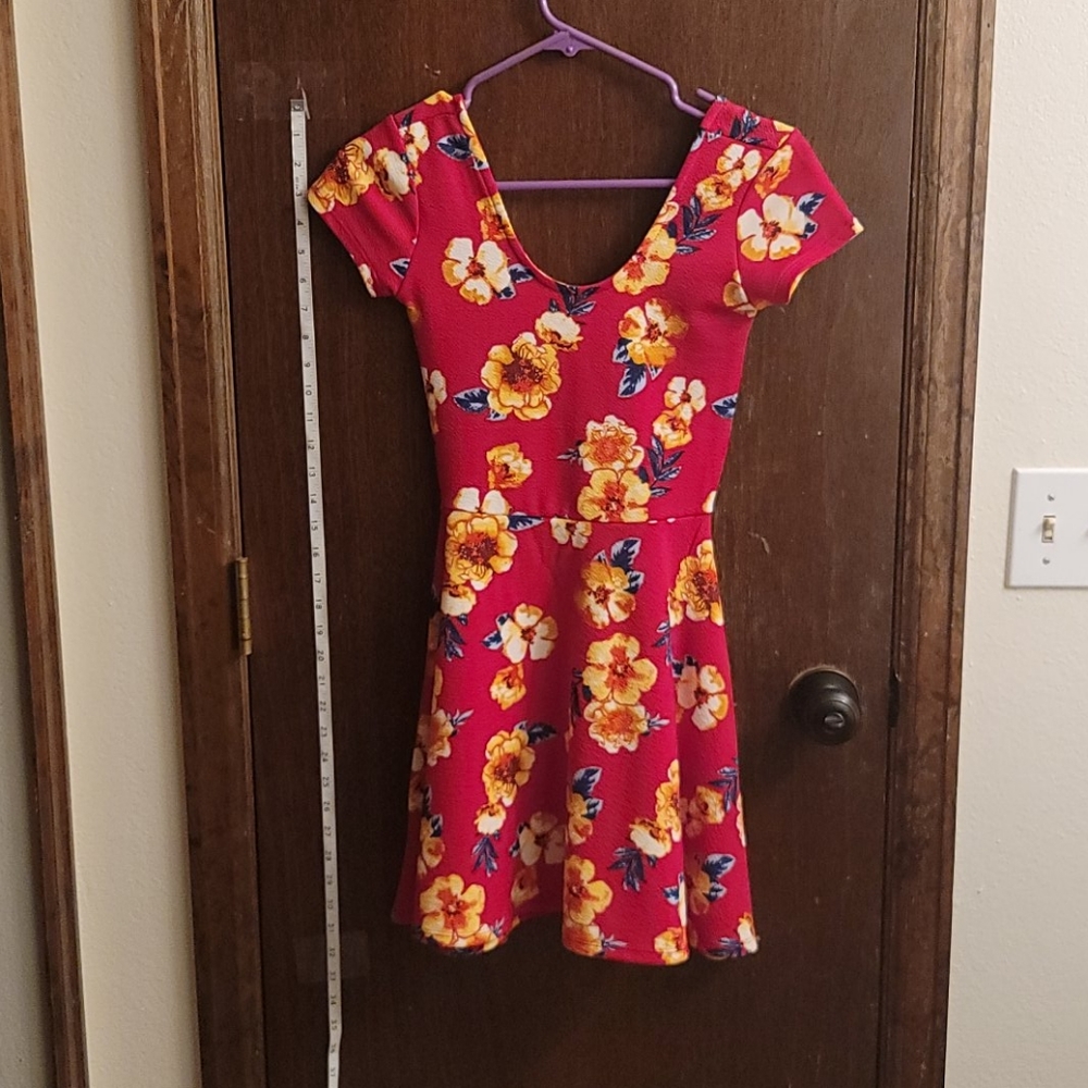 Red and Yellow floral dress. XtraSmall